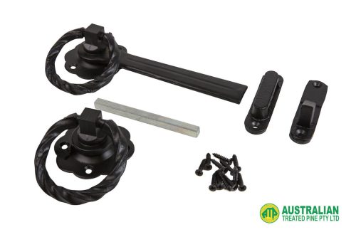 Gothic Ring Gate Latch Set 175mm Black
